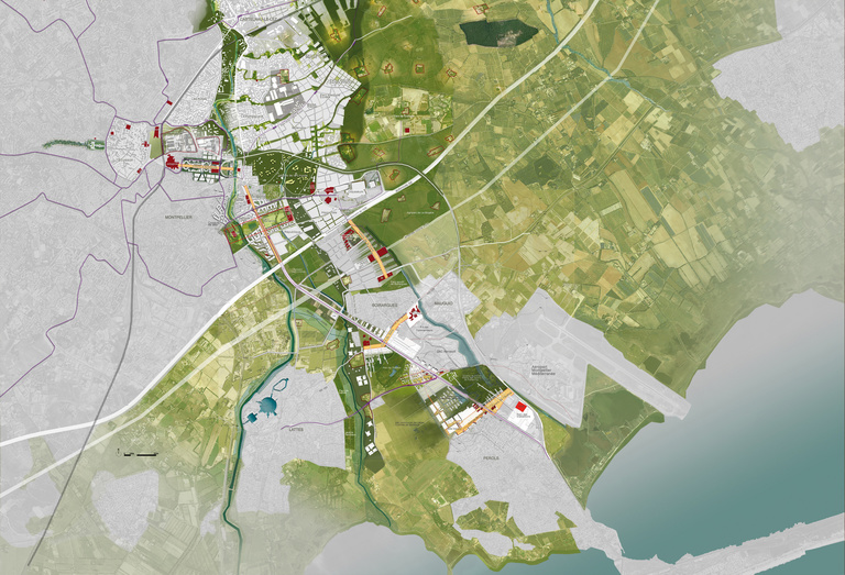 Carta – Reichen et Robert - Reichen et robert asocies-Eco cité de la Route de la mer-Montpellier-l-ecocite, schéma prospectif.jpg