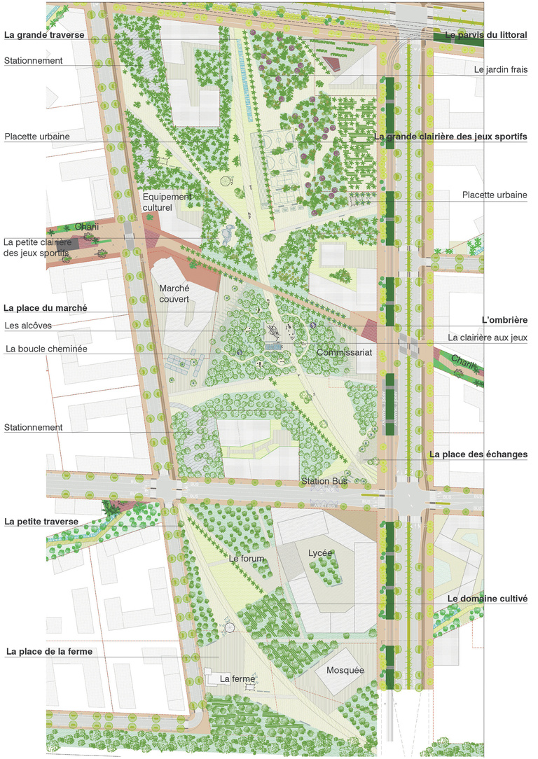 Carta – Reichen et Robert - Reichen et Robert Associes- Ville nouvelle de Zenata- Une Eco cité Casablancaise-Maroc-Plan Parc Zenata legende.jpg