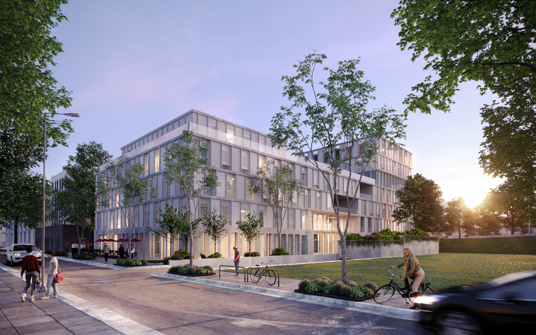 Baaum - Pose de la 1ère pierre de l'immeuble Quanta à Lyon